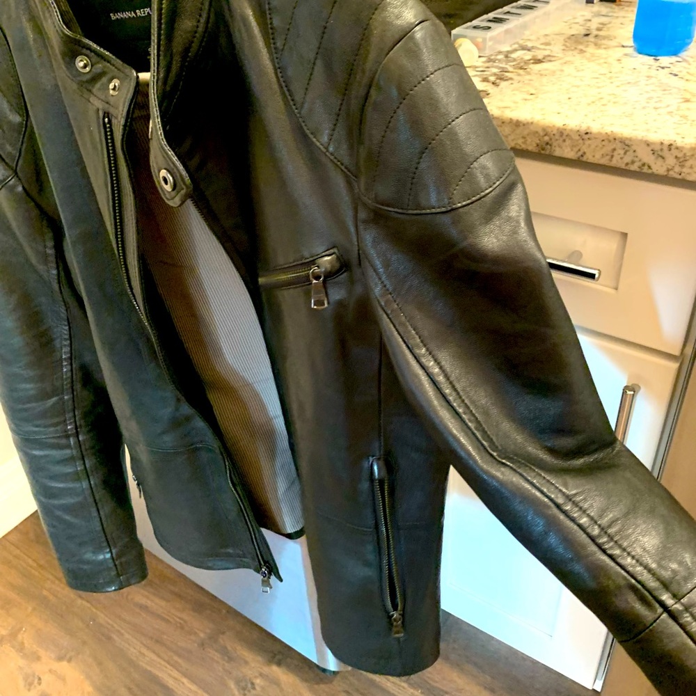 Leather biker jacket